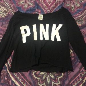 Pink long sleeve crop top